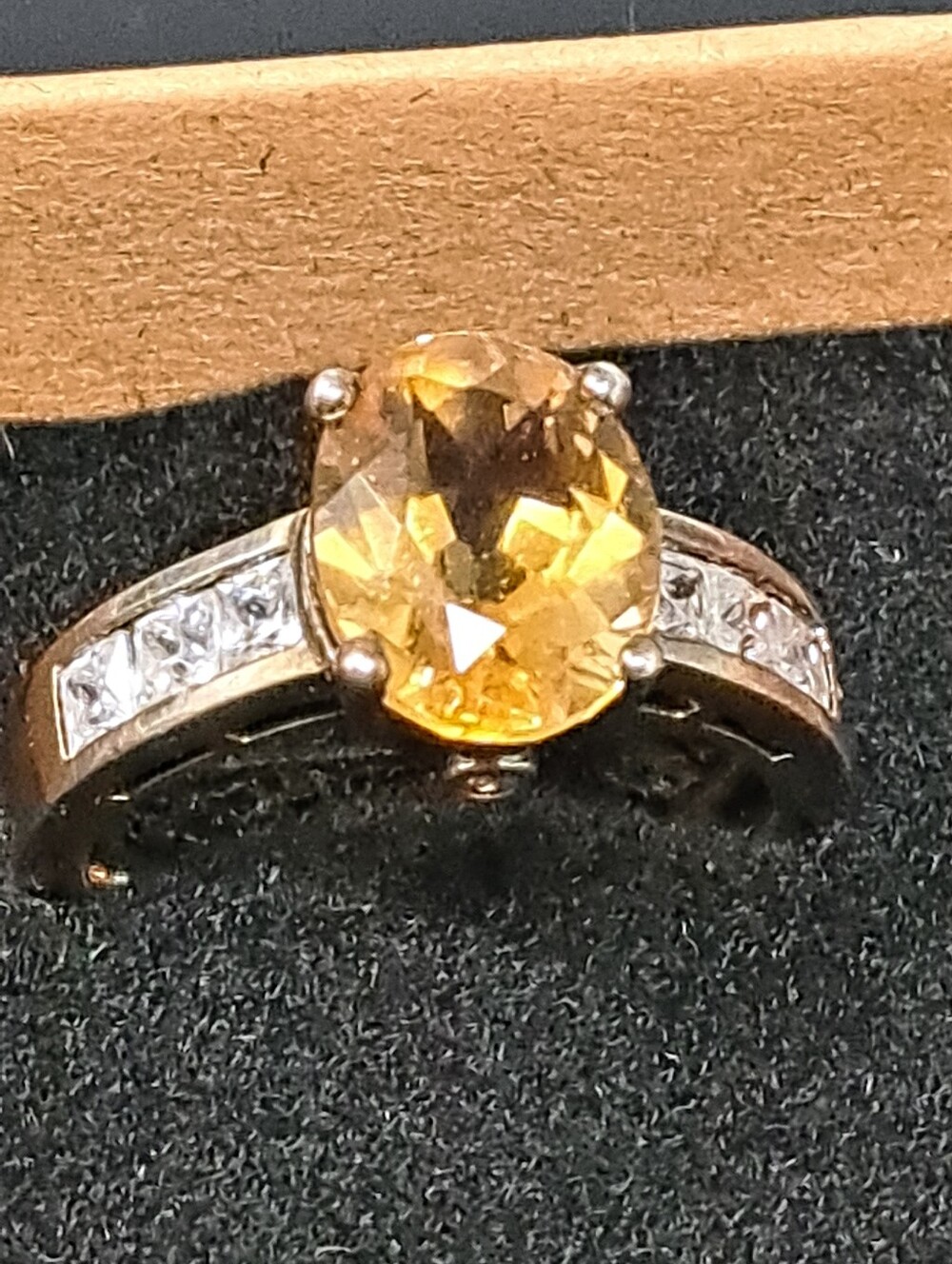 De Buman Sterling, Citrine and CZ Ring - Size 5 3/4.